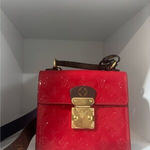 Louis Vuitton Red Crossbody Bag with Gold Accents